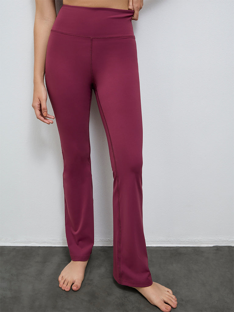 Nuoflexx Wine Solid Mid-Rise Yoga Pants