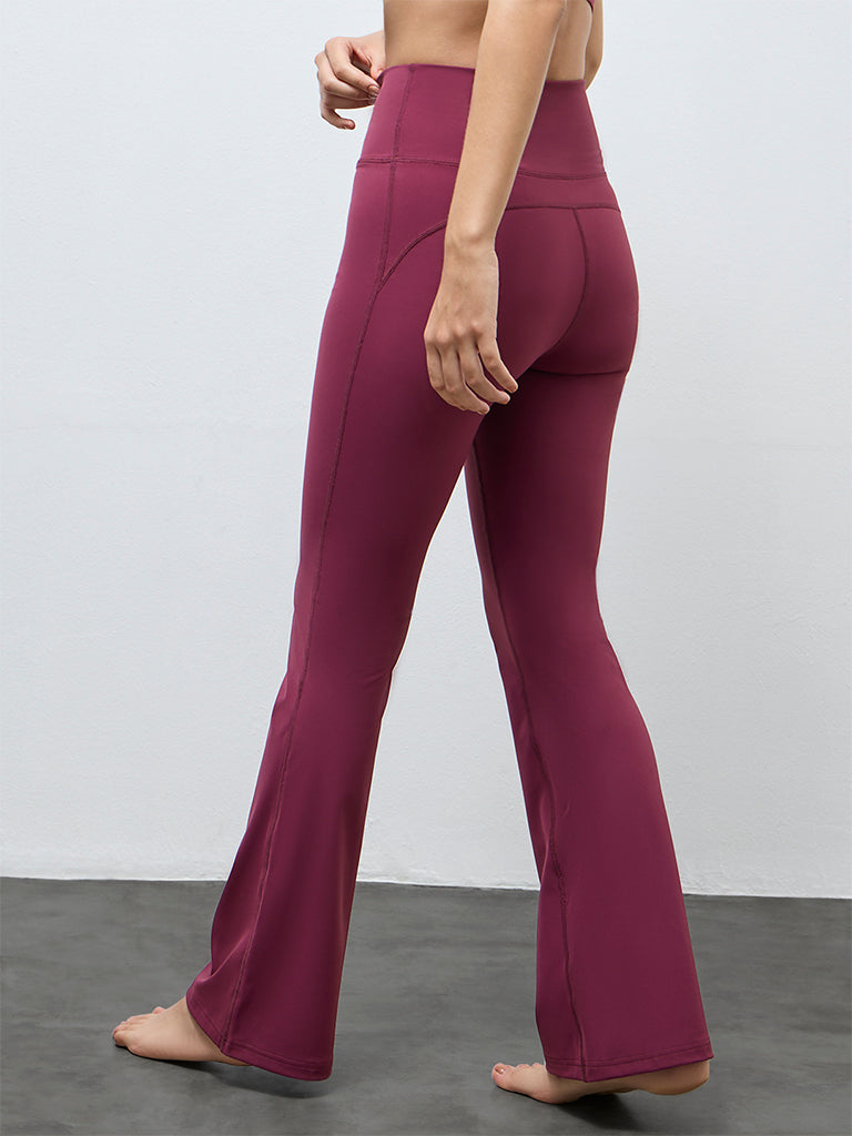 Nuoflexx Wine Solid Mid-Rise Yoga Pants