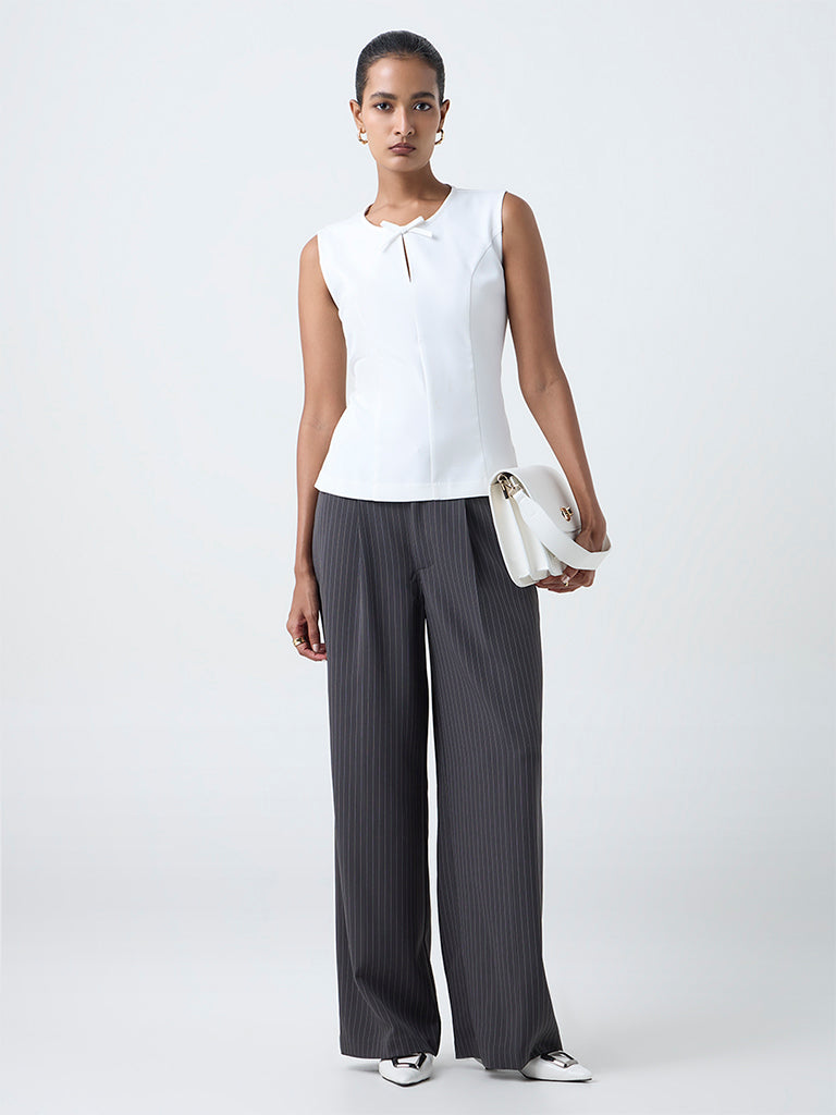 Wardrobe White Solid Cotton Top