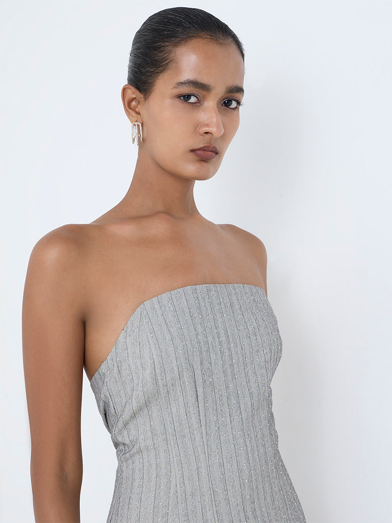 Wardrobe Grey Embellished Tube Dress