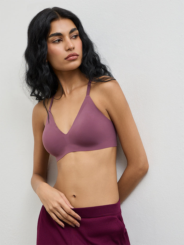 Superstar Plum Solid Invisible Padded Triangle Bra