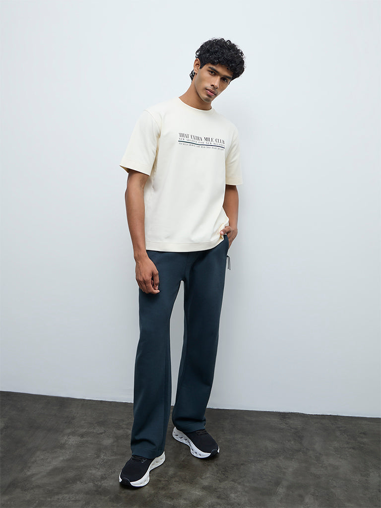 Nuoflexx Off-White Text Detailed Relaxed-Fit Cotton-Blend T-Shirt