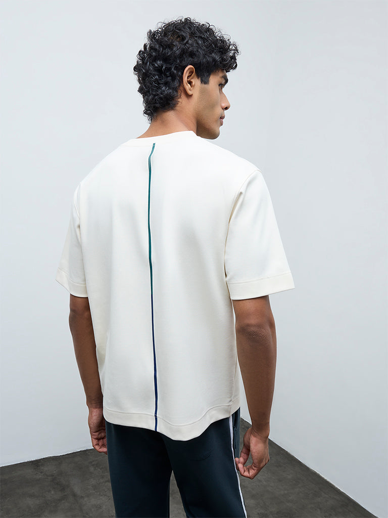 Nuoflexx Off-White Text Detailed Relaxed-Fit Cotton-Blend T-Shirt