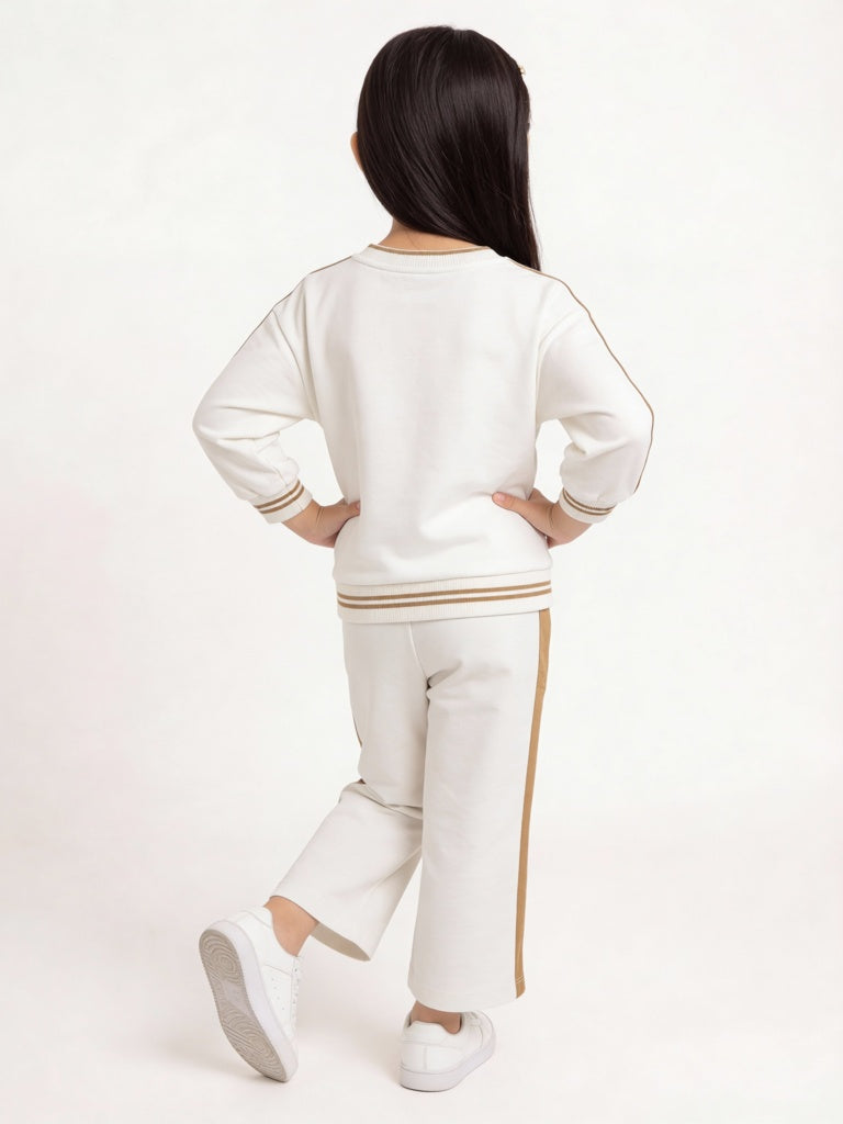 HOP Kids Girls Off-White Cotton-Blend Co-ord Set