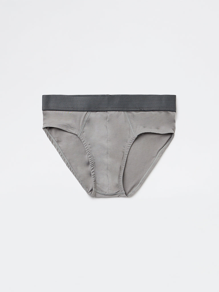 WES Lounge Olive Solid Cotton-Blend Briefs - Pack of 3