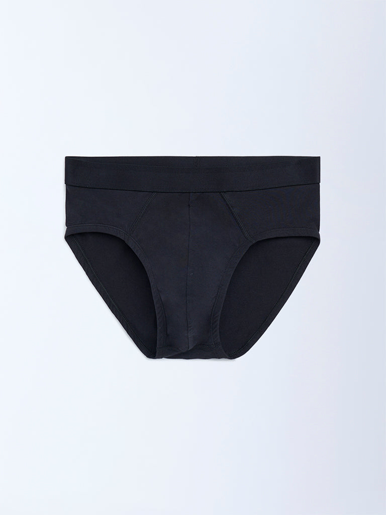 WES Lounge Navy Solid Cotton Briefs - Pack of 3