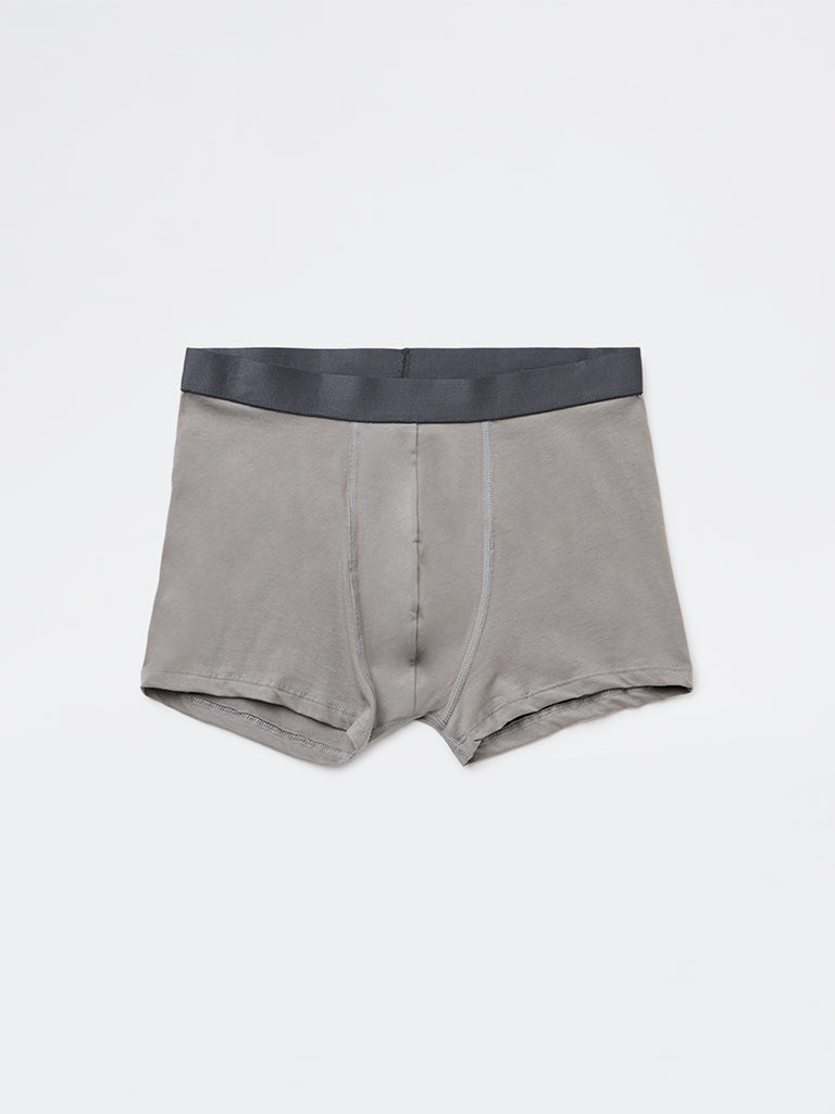 WES Lounge Olive Solid Cotton-Blend Trunks - Pack of 3