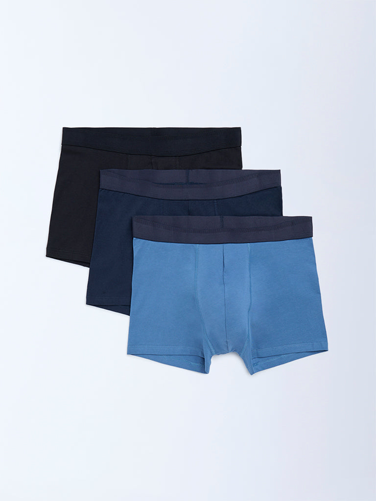 WES Lounge Multicolour Solid Cotton Trunks - Pack of 3