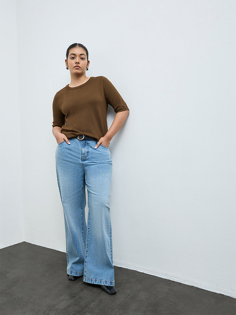 Gia Dark Olive Knit-Textured Sweater