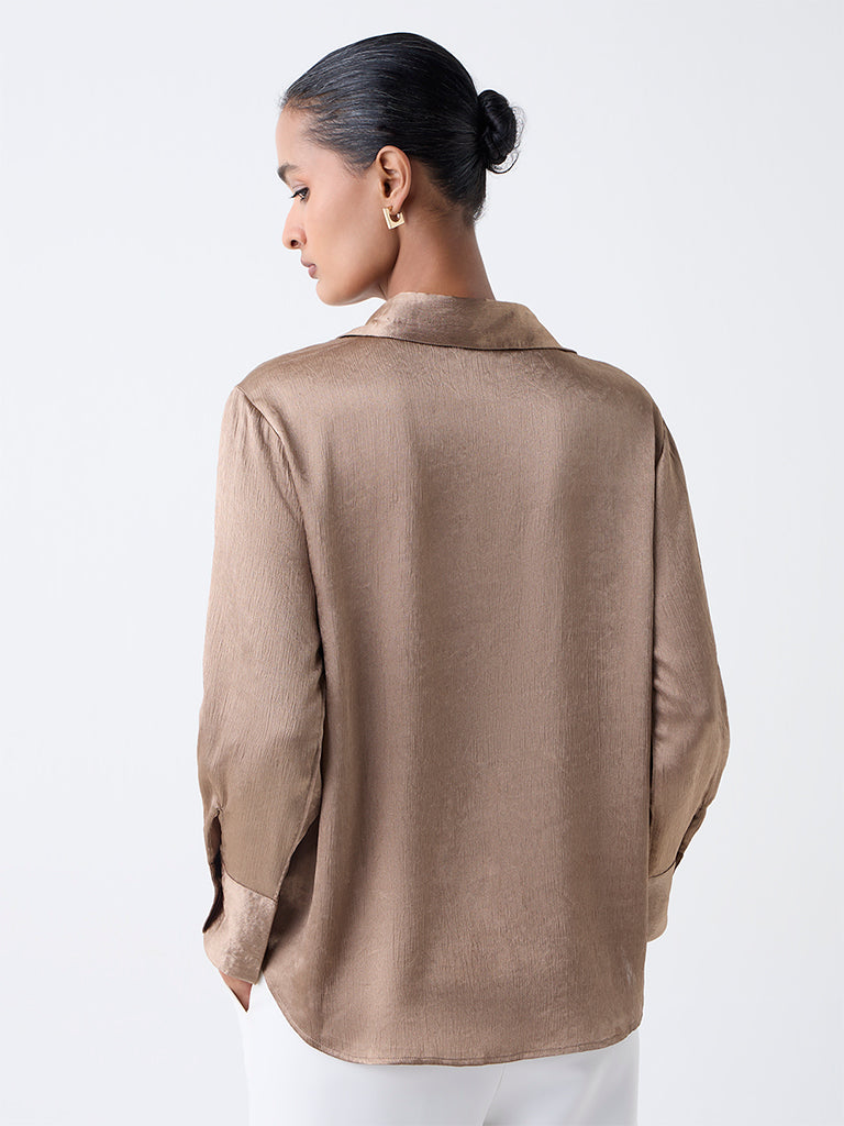 Wardrobe Dull Gold Textured Shirt