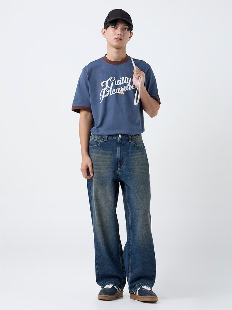 Nuon Dark Blue Relaxed-Fit Mid-Rise Jeans