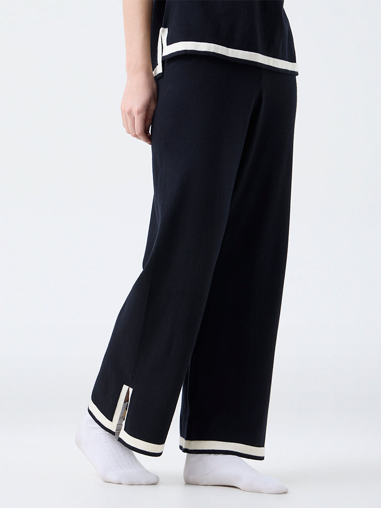 Wunderlove Black Contrast-Detail High-Rise Pants