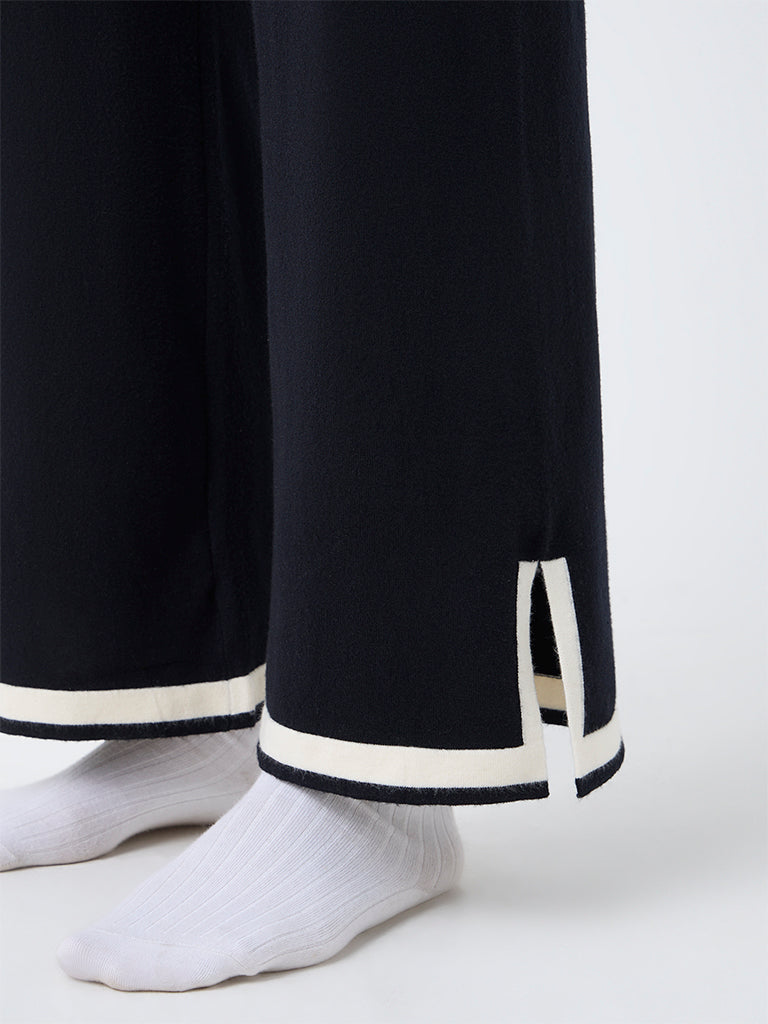 Wunderlove Black Contrast-Detail High-Rise Pants
