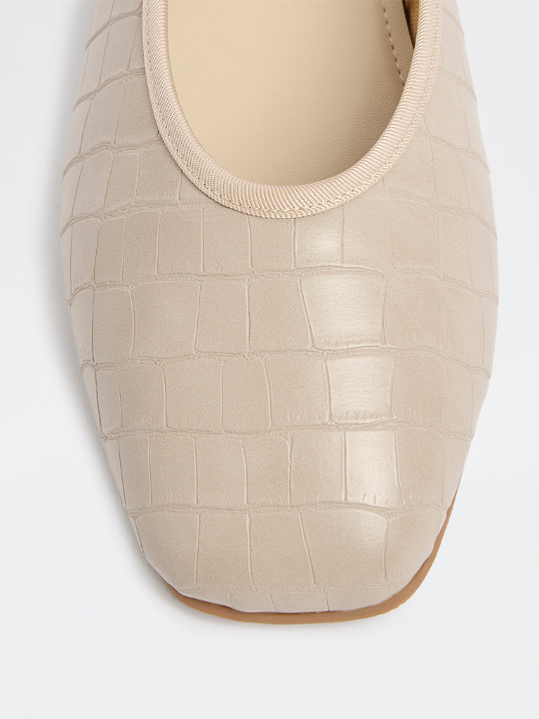 LUNA BLU Beige Textured Ballerinas