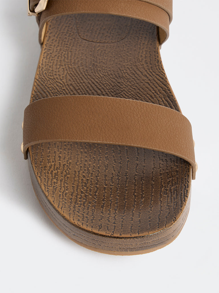 LUNA BLU Brown Double-Strap Clog Sandals