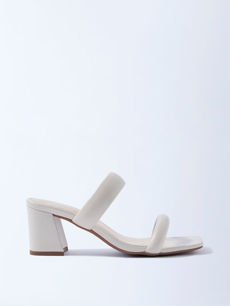 LUNA BLU Ivory Dual-Strap Heel Sandals
