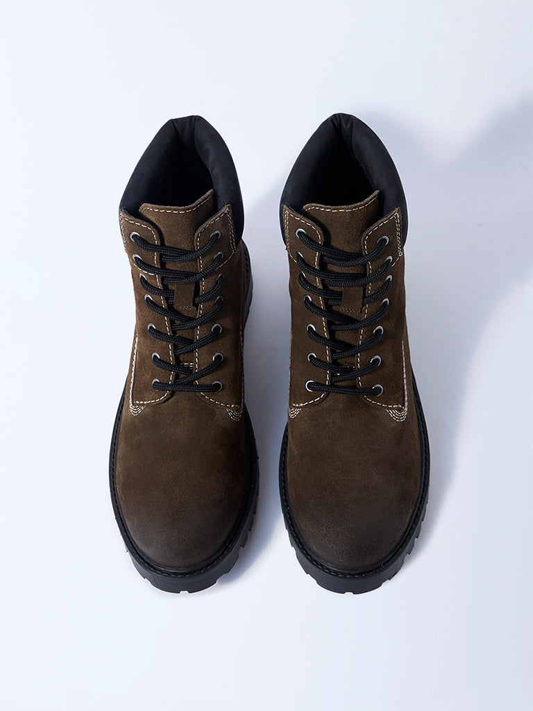 SOLEPLAY Olive Suede Rowan Leather Boots