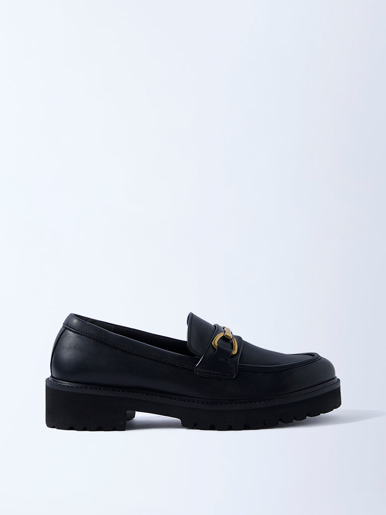 LUNA BLU Black Metal-Detailed Chunky Loafers