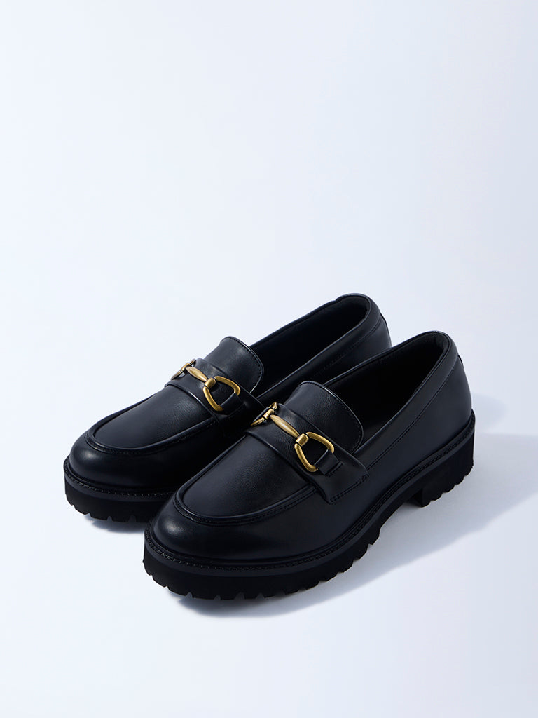 LUNA BLU Black Metal-Detailed Chunky Loafers