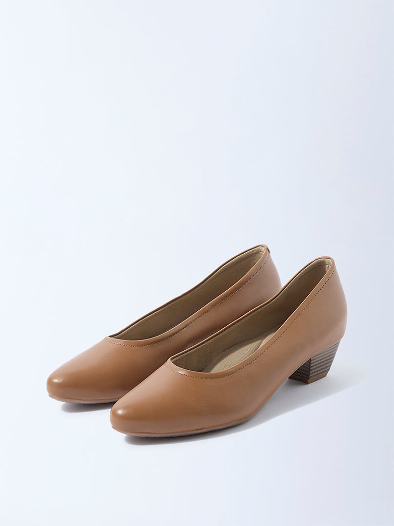 LUNA BLU Brown Solid Pump Shoes