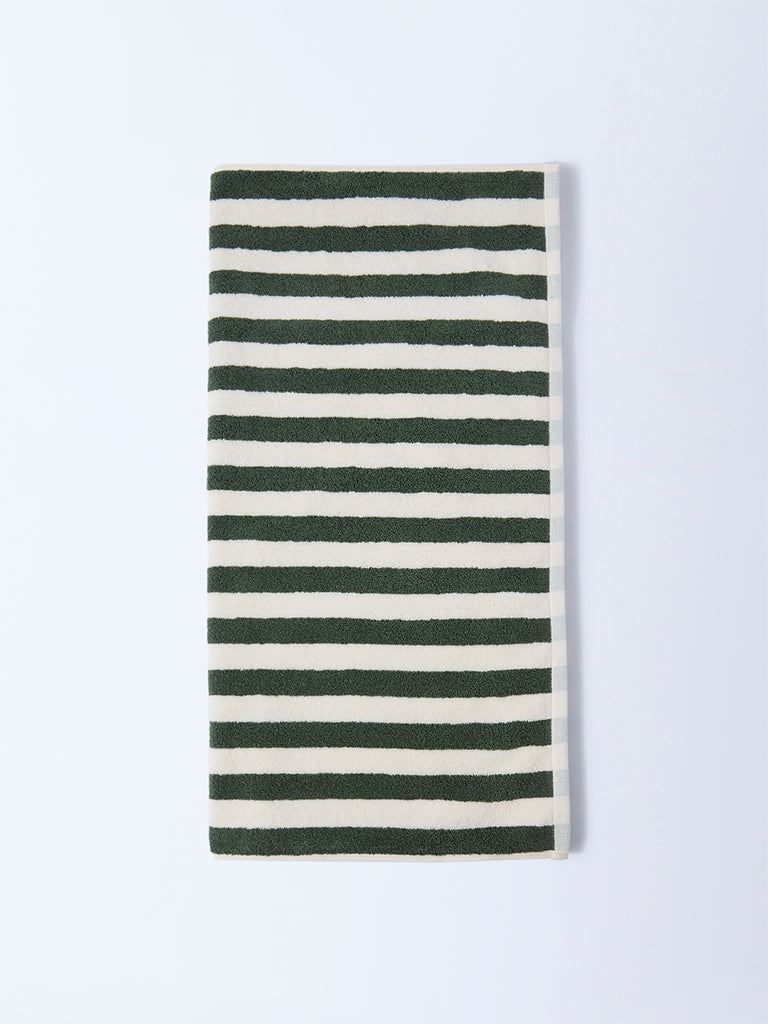 Westside Home Olive Stripe Pattern Bath Towel