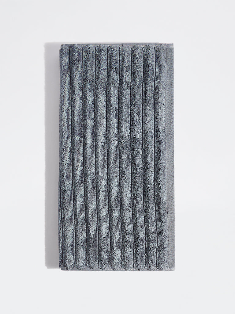 Westside Home Dark Blue Self-Striped Hand Towel