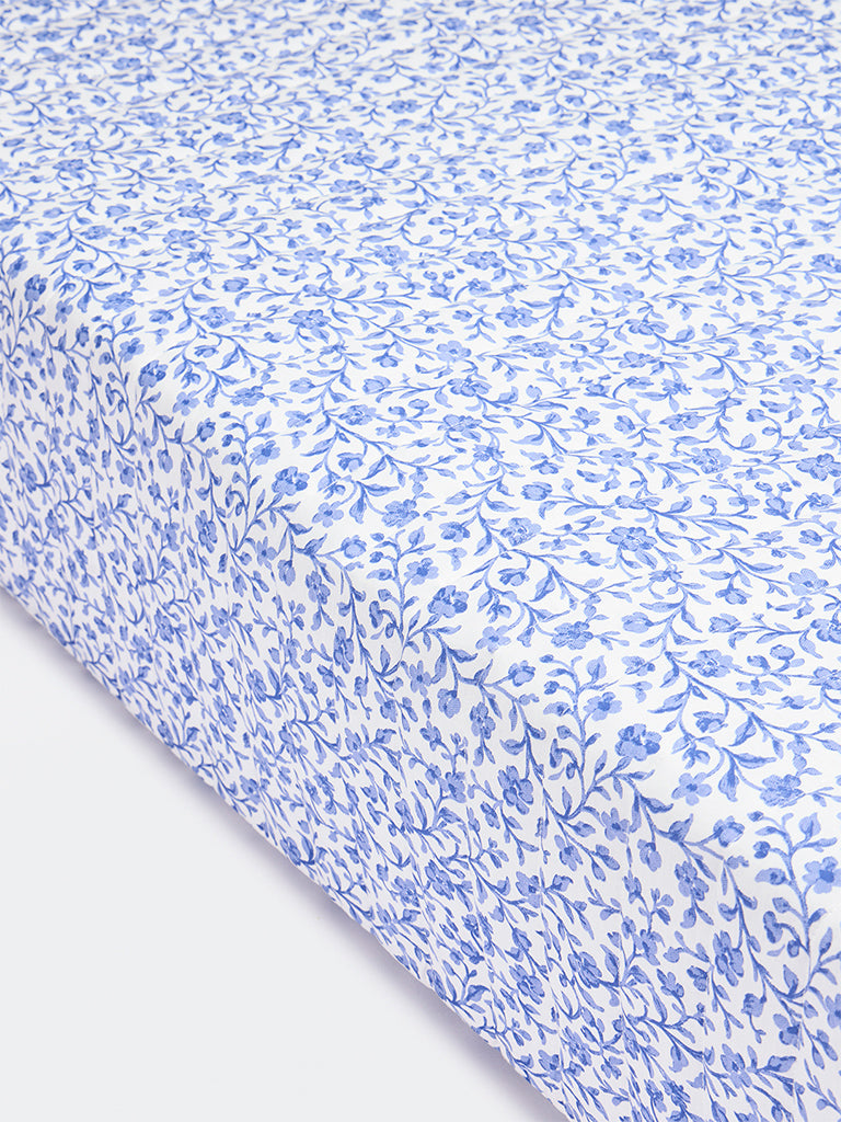 Westside Home Dusty Blue Floral Reversible Quilted Single Bed Comforter