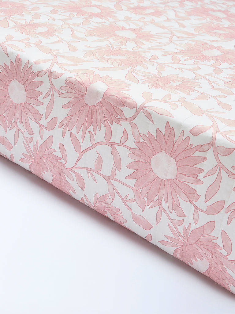 Westside Home Pink Sunflower Reversible Quilted Single Bed Comforter