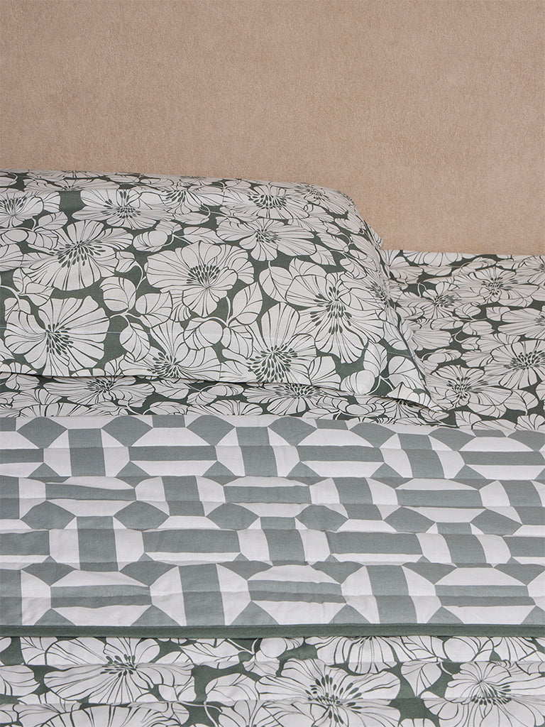 Westside Home Sage Floral Reversible Single Bed Comforter