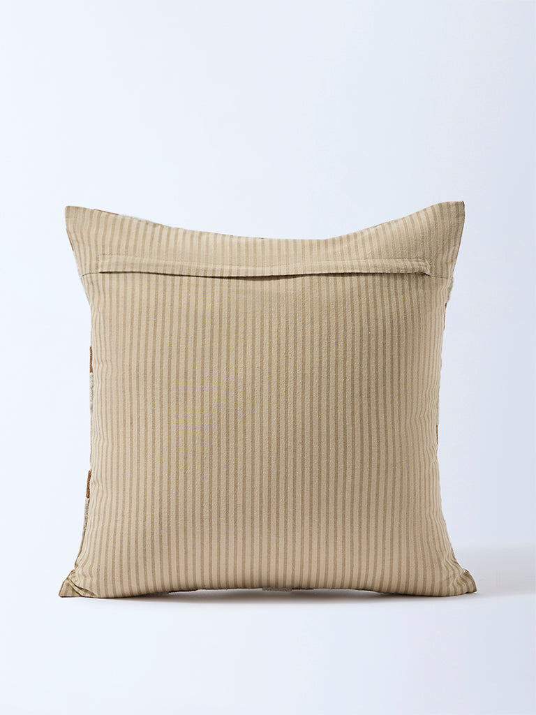 Westside Home Brown Geometric Knitted Cushion Cover