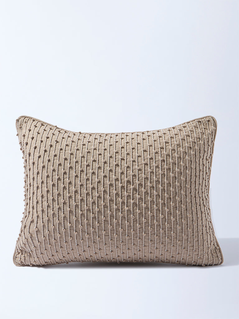 Westside Home Beige Knot Detailed Cushion Cover