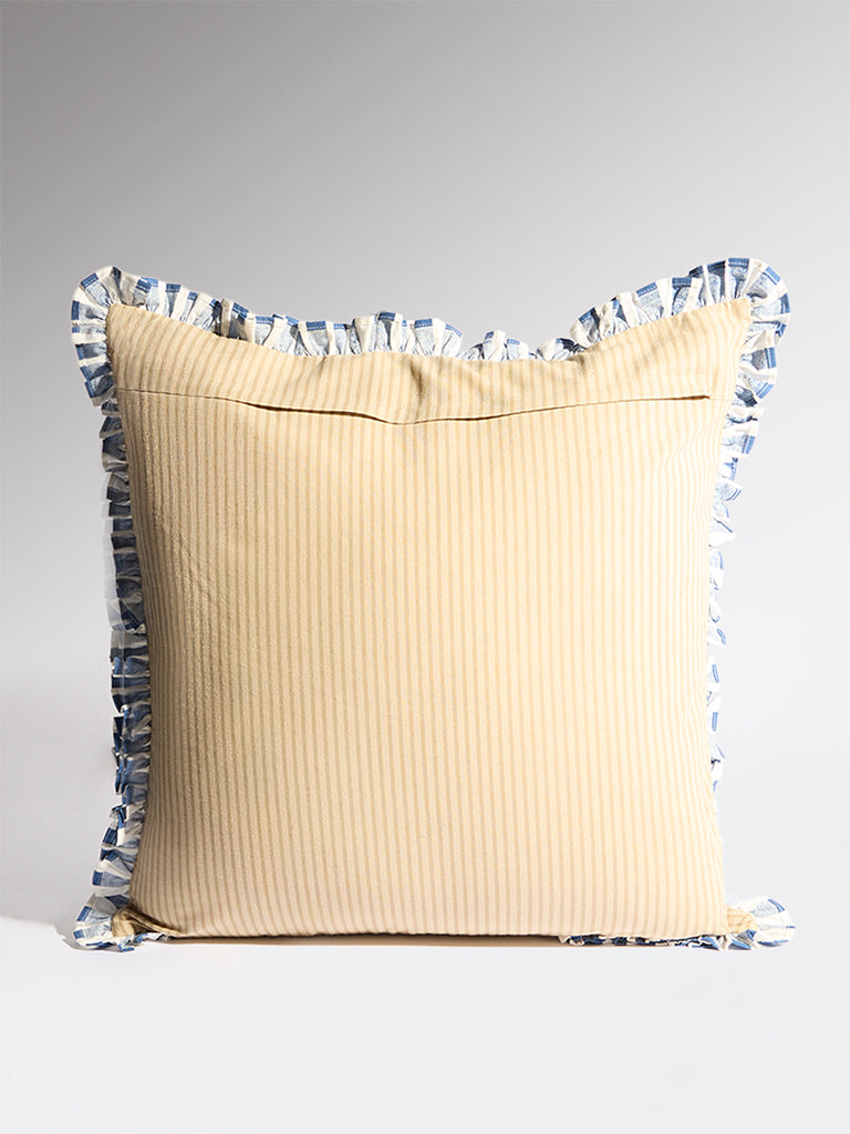 Westside Home Dark Blue Stripe Pattern Cushion Cover