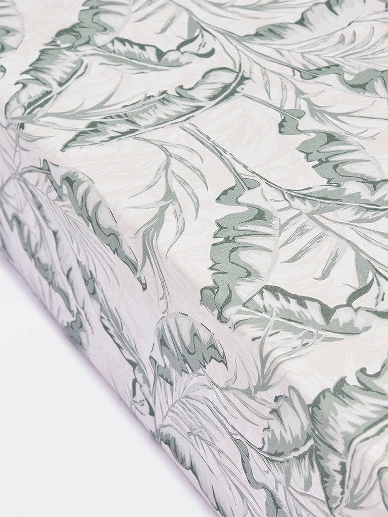 Westside Home Sage Leaf Printed King Bed Sheet Set