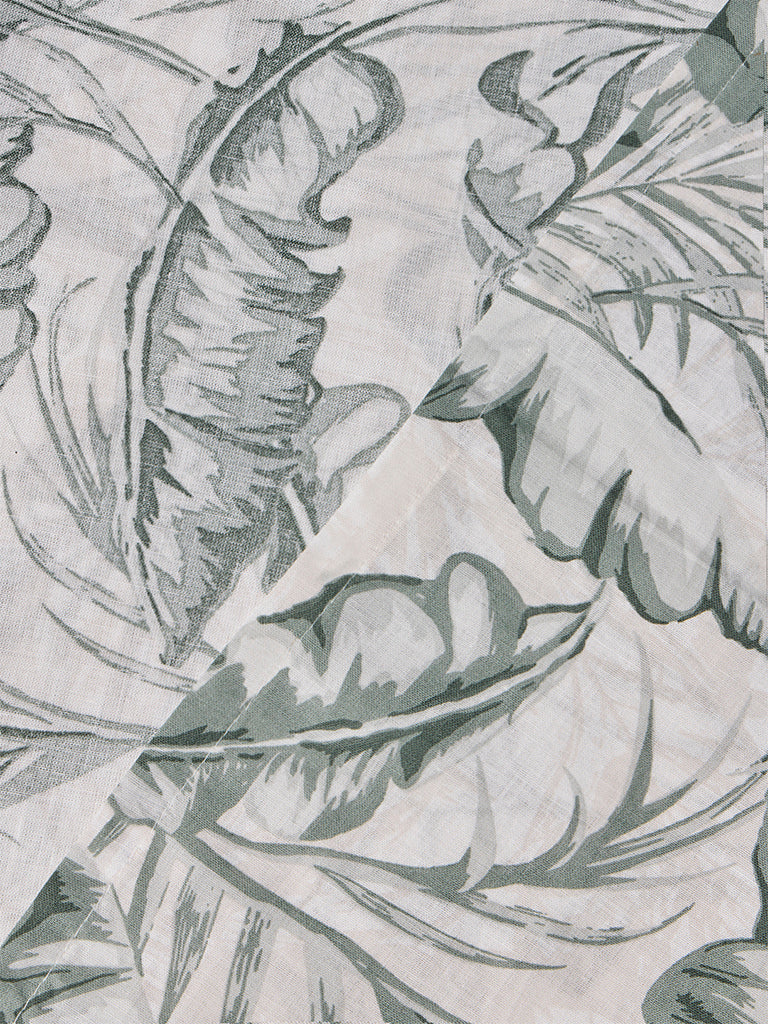 Westside Home Sage Leaf Printed Queen Bed Sheet Set