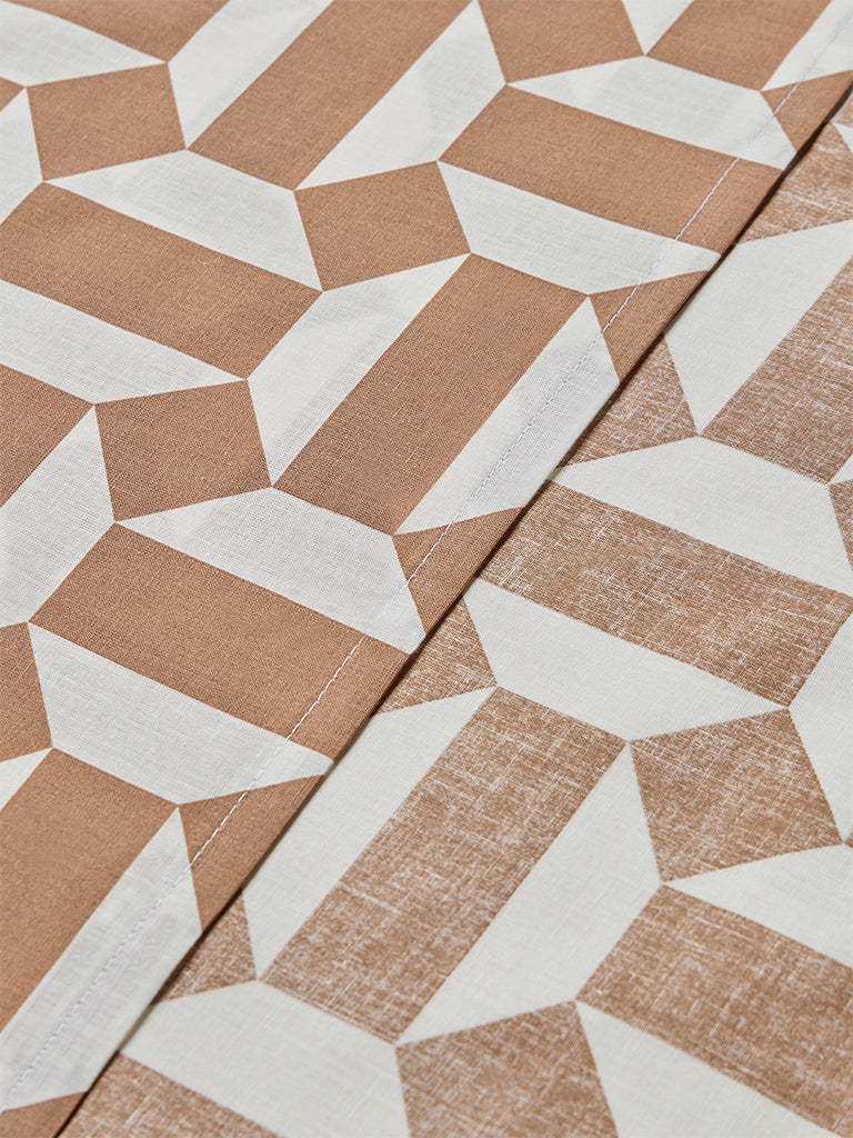 Westside Home Brown Geometric Design Queen Bed Sheet Set