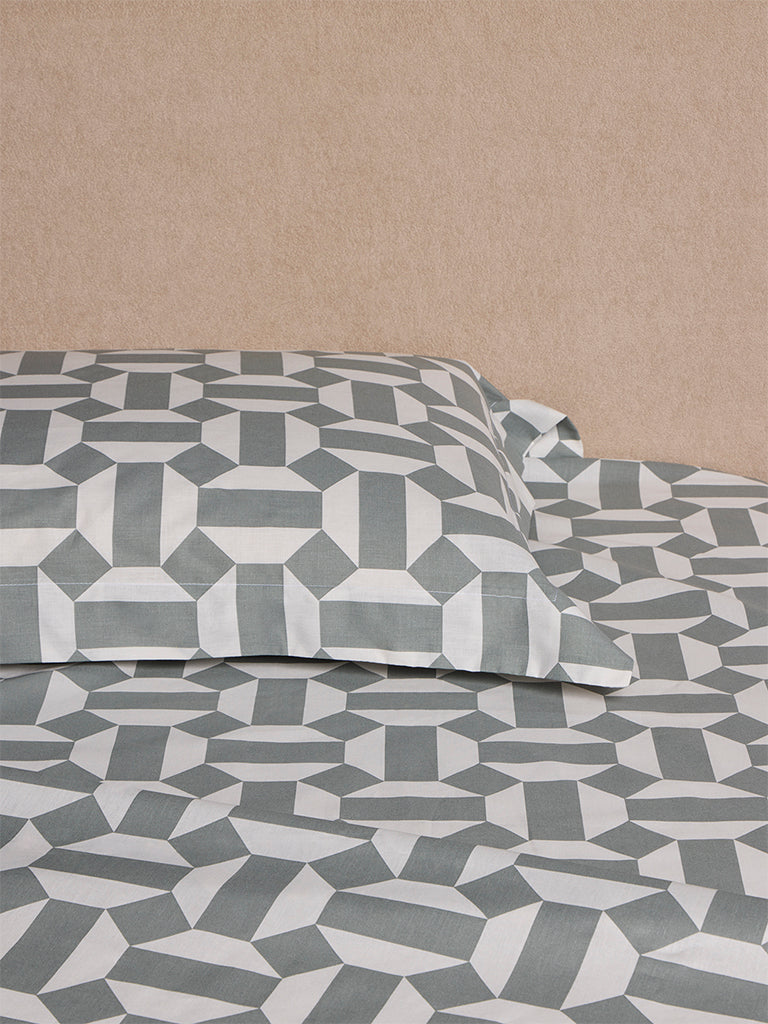 Westside Home Sage Geometric Pattern Queen Bed Sheet Set