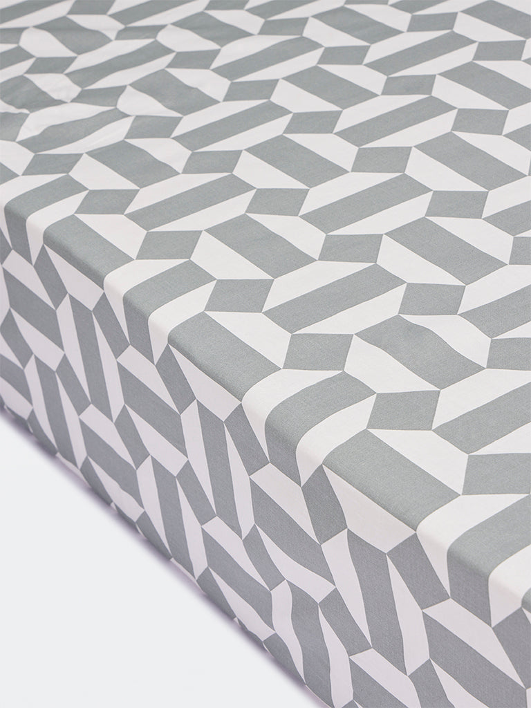 Westside Home Sage Geometric Pattern King Bed Sheet Set