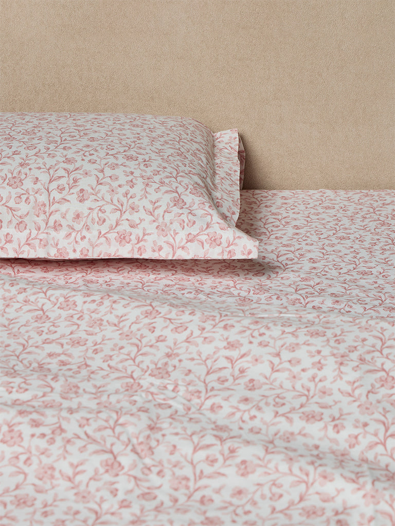 Westside Home Pink Floral Pattern Queen Bed Sheet Set