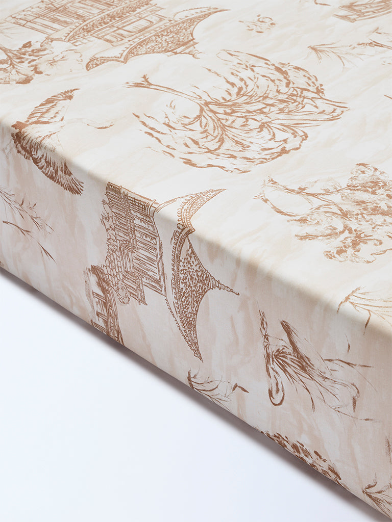 Westside Home Brown Floral Pattern Queen Bed Sheet Set
