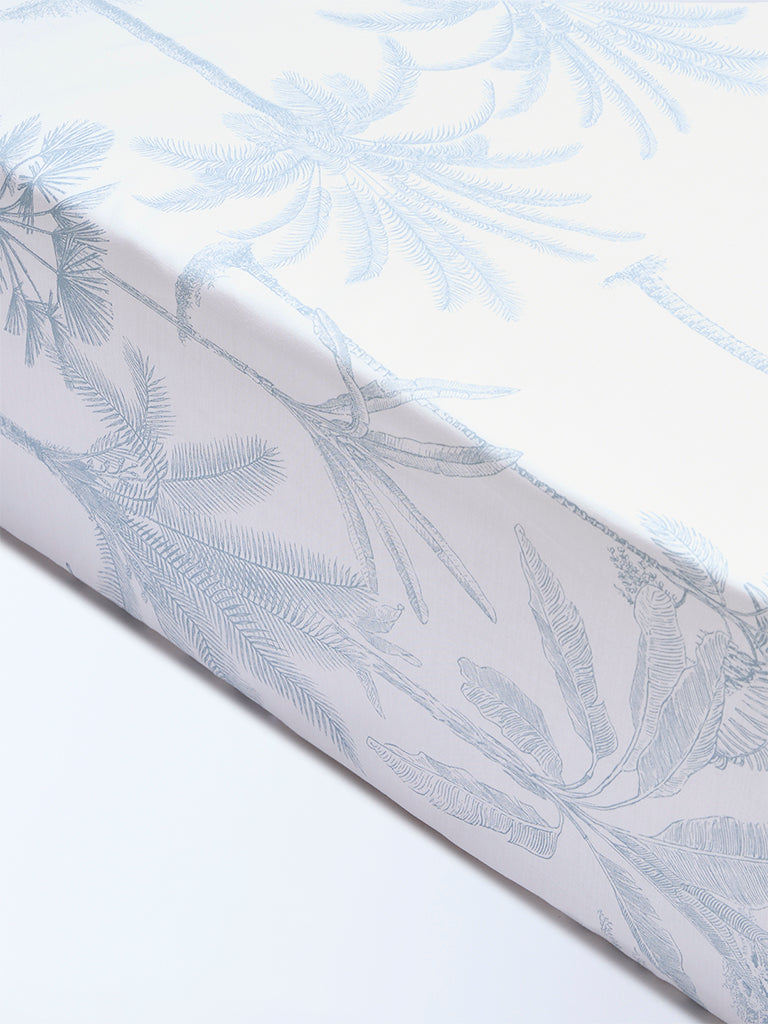 Westside Home Dusty Blue Tropical-Inspired Queen Bed Sheet Set