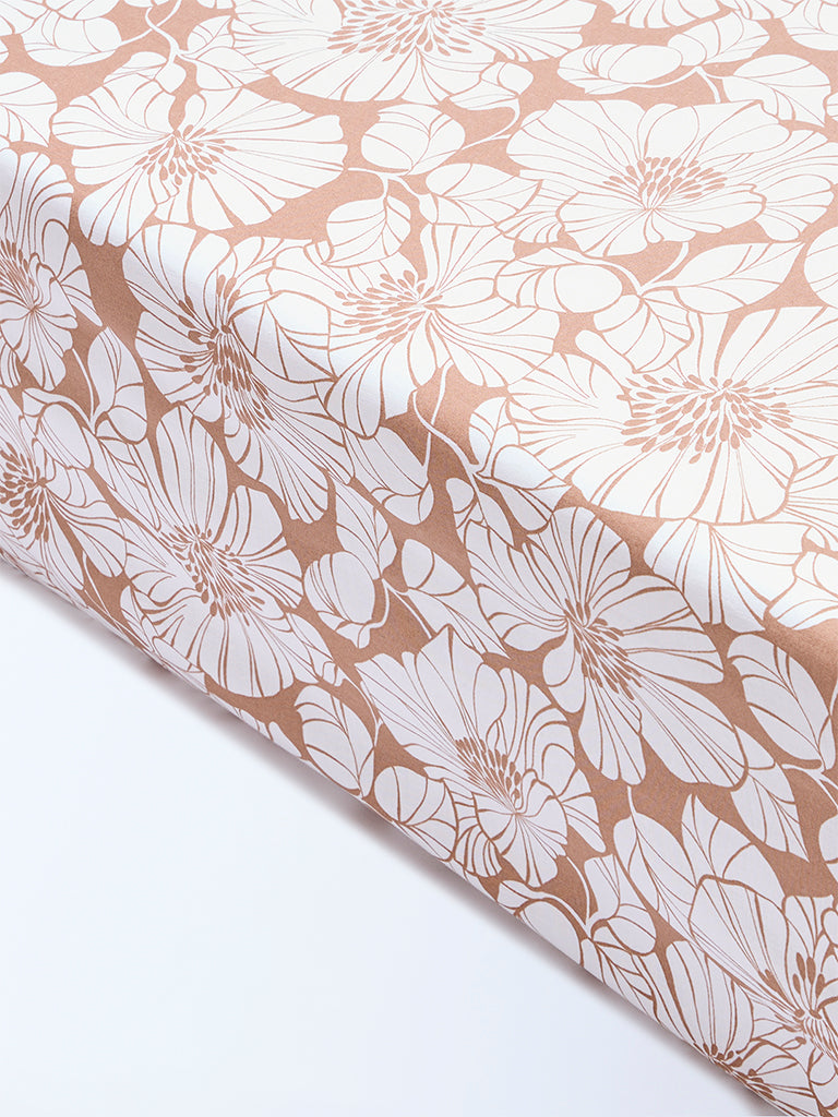 Westside Home Brown Floral Pattern Queen Bed Sheet Set
