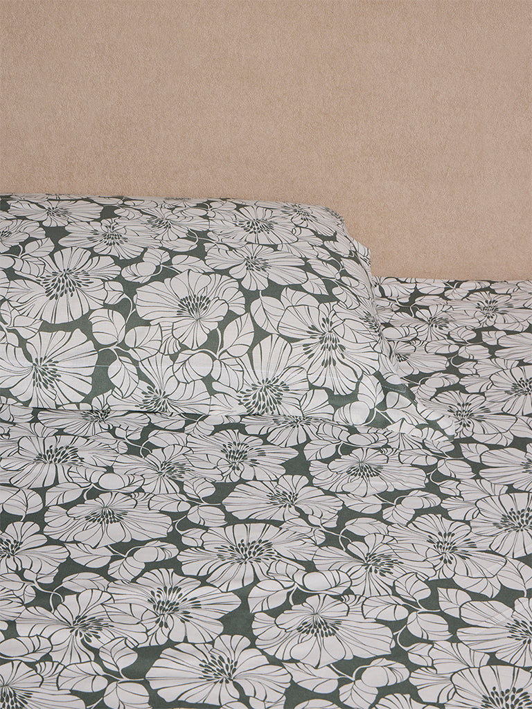 Westside Home Sage Floral Design King Bed Sheet Set