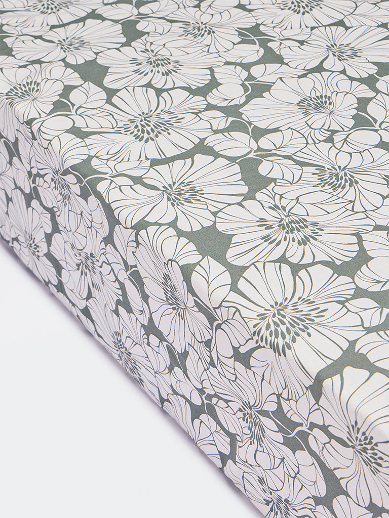 Westside Home Sage Floral Design Queen Bed Sheet Set