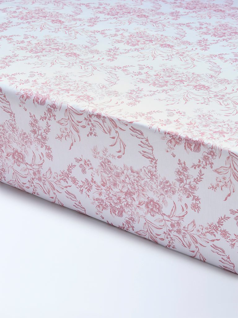 Westside Home Pink Floral Pattern Queen Bed Sheet Set
