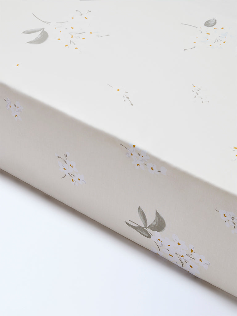 Westside Home Light Yellow Floral Queen Bed Sheet Set