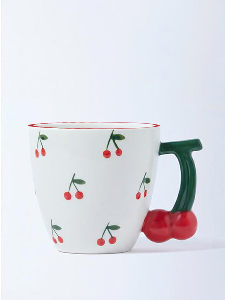 Westside Home White and Red Cherry Mug