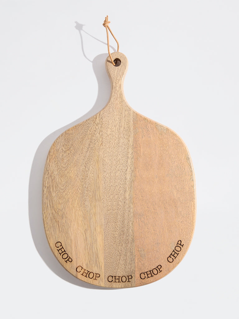 Westside Home Beige Typographic Wooden Chopper