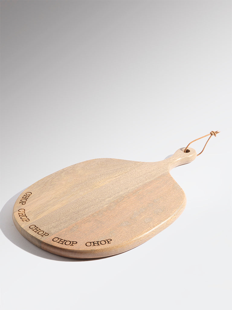 Westside Home Beige Typographic Wooden Chopper