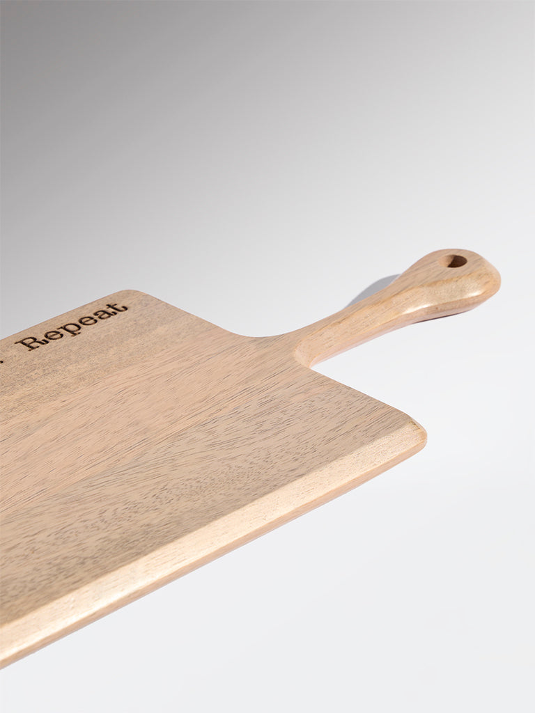 Westside Home Beige Typographic Wooden Chopper - Small