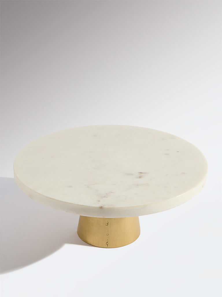 Westside Home White Marble Cake Stand